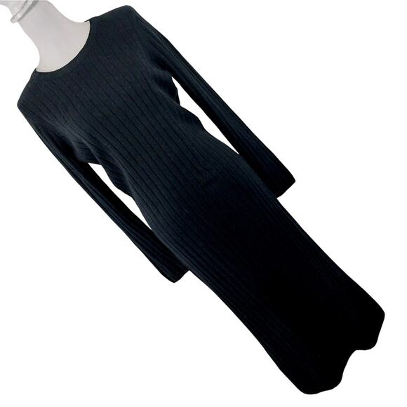 NWOT! OLD NAVY! LUXE, SOFT, BLACK KNIT VERTICAL STRIPE STITCH DRESS! SZ M - Picture 1 of 11